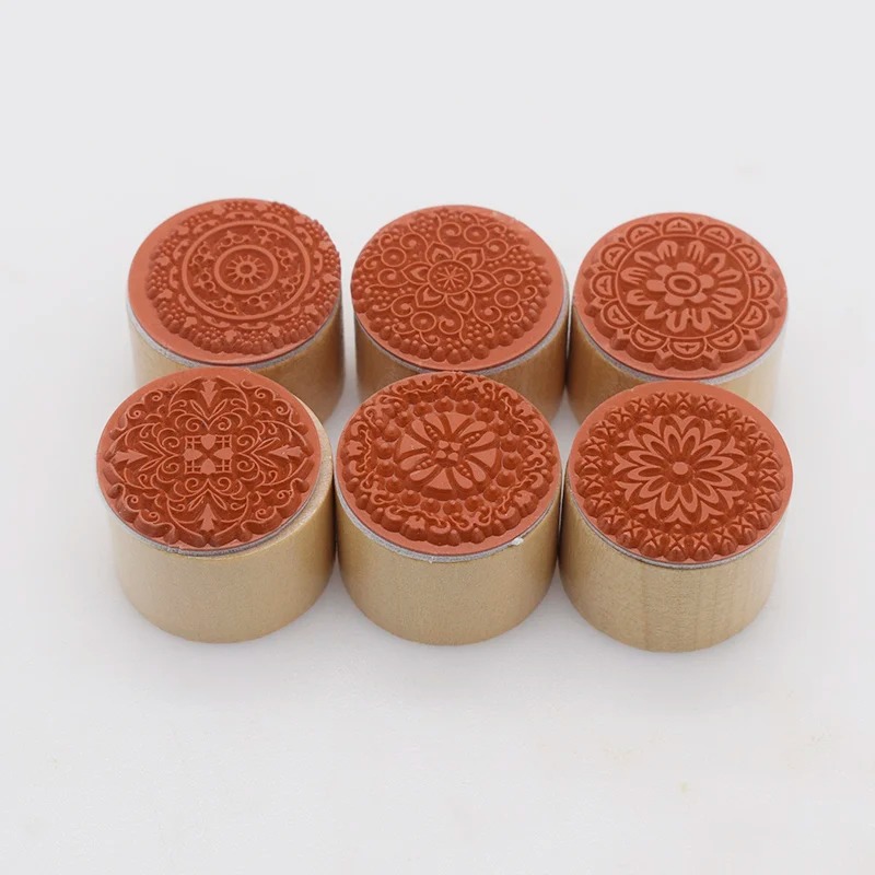 Square Round Floral Wooden Rub - Soap Stamp Custom ulasan dan harga