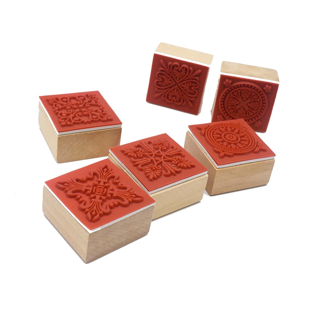 Square Round Floral Wooden Rub - Soap Stamp Custom ulasan dan harga