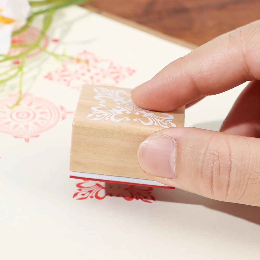 Square Round Floral Wooden Rub - Soap Stamp Custom ulasan dan harga