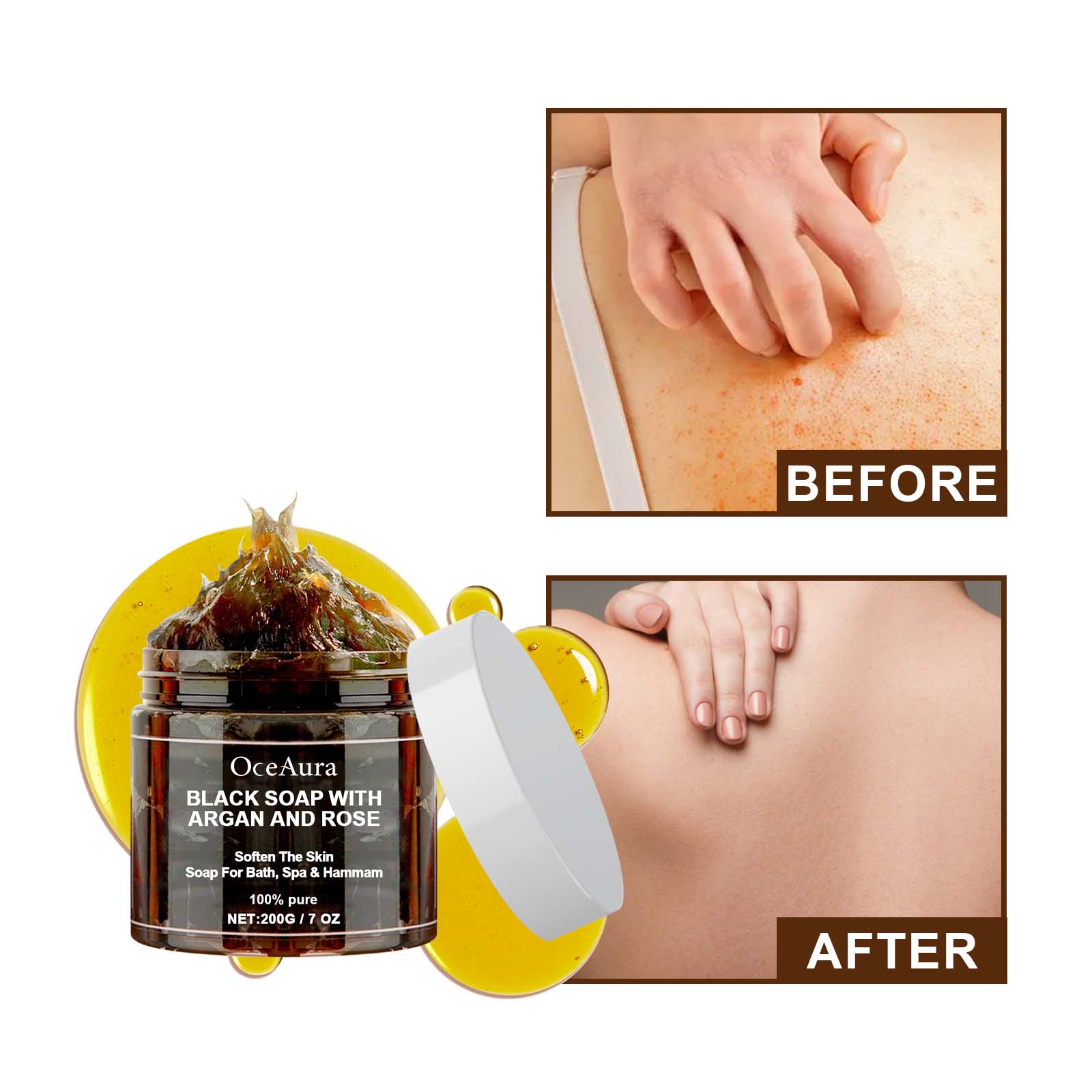OCEAURA Black Soap With Argan  - Castor Oil Soap ulasan dan harga