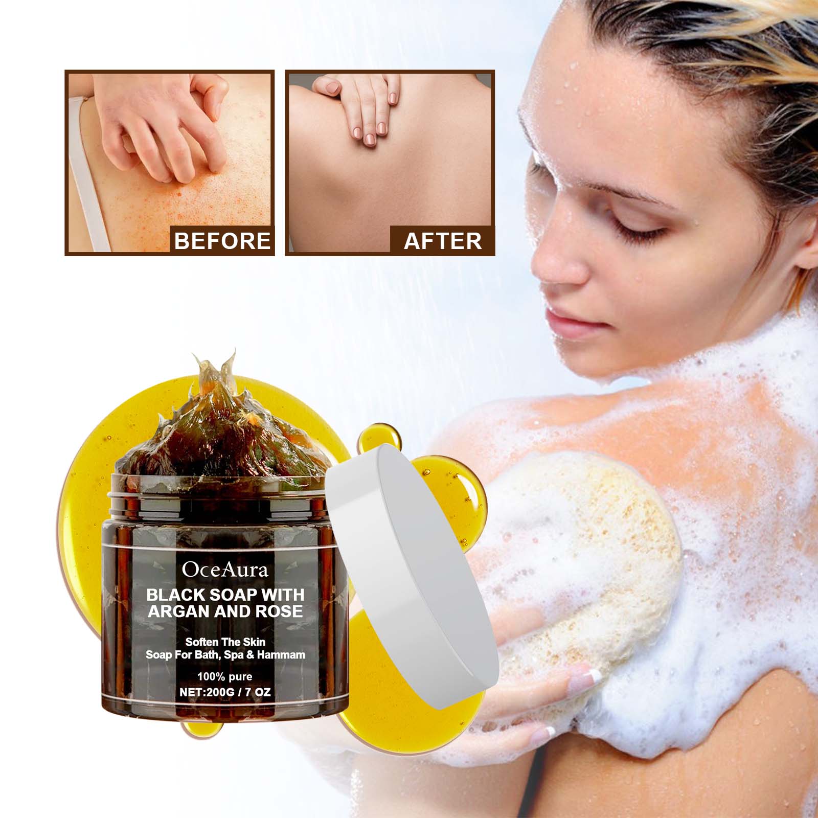 OCEAURA Black Soap With Argan  - Castor Oil Soap ulasan dan harga